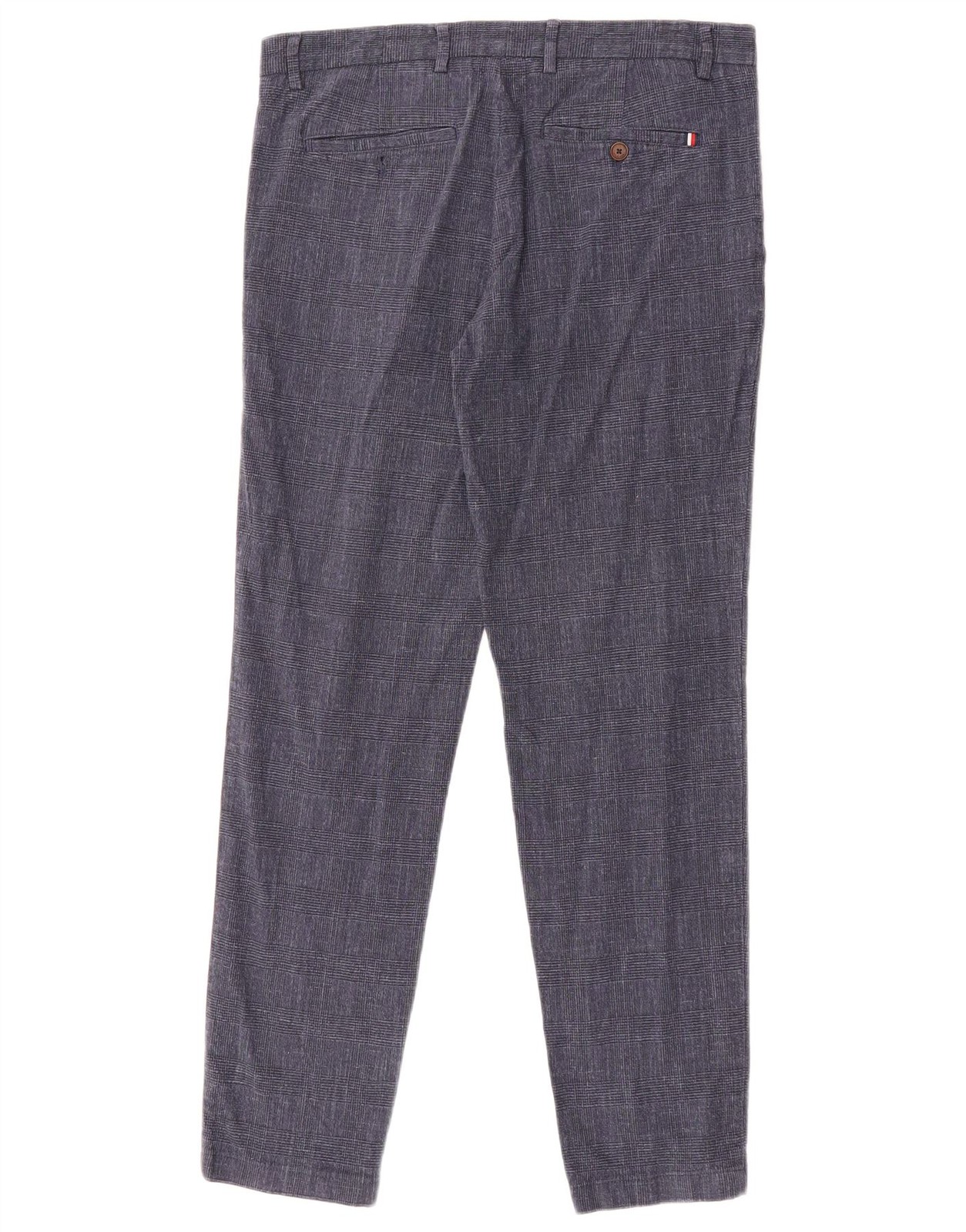 TOMMY HILFIGER Mens Slim Chino Trousers W33 L32 Navy Blue Check Cotton DJ03 thumbnail 2