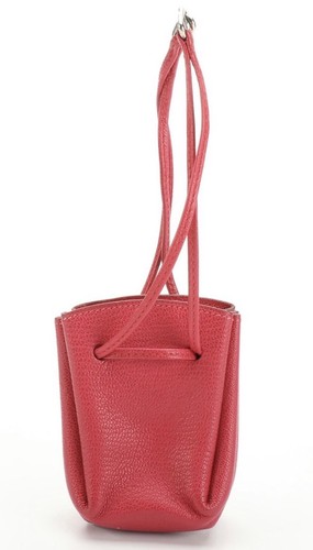 HERMES Vespa Pouch Raspberry Leather Accessory Cosmetic Bag Used Authentic