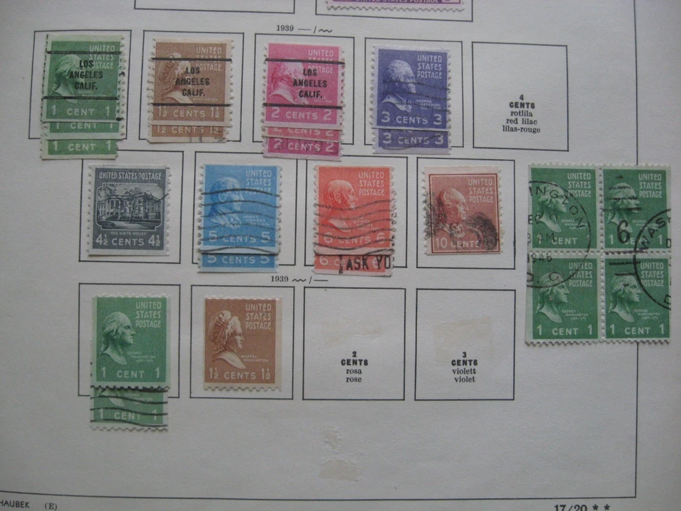 USA 1939 Presidential series Rotary Coil stamps used + other - Immagine 2 di 2