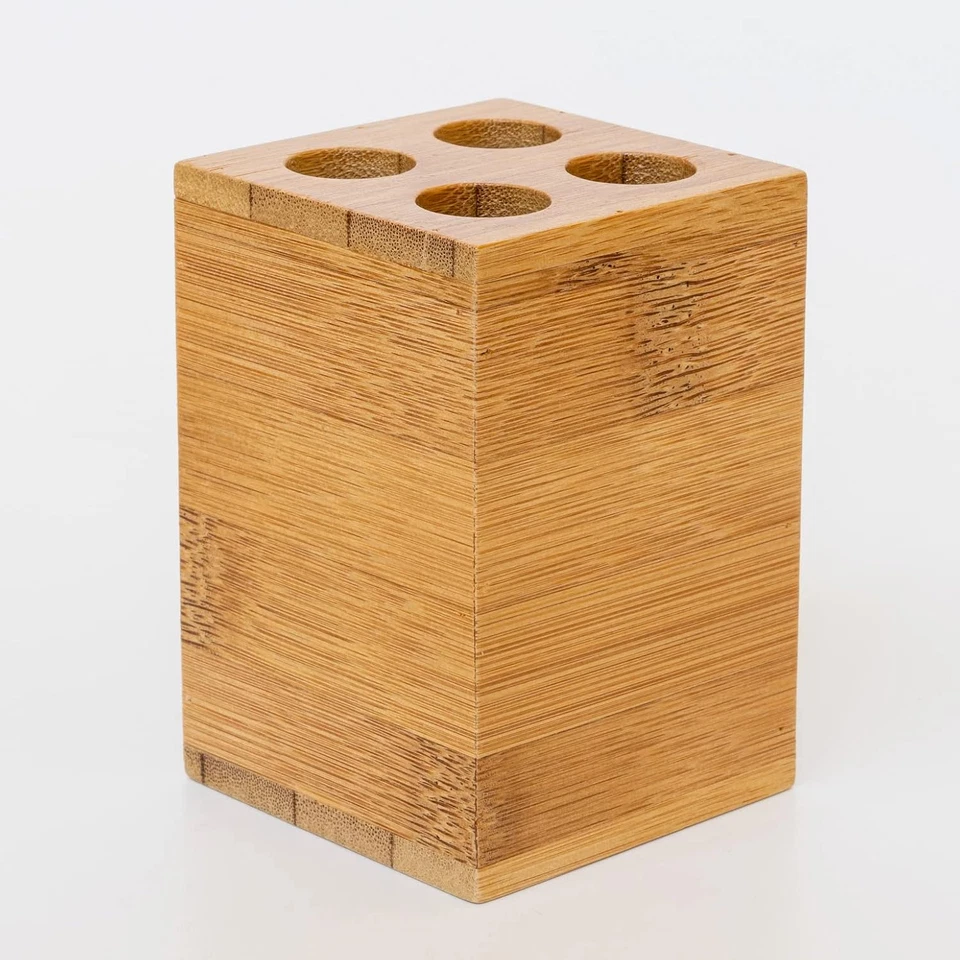 Suporte para escova de dentes de bambu, madeira natural, design ecológico - Imagem 4 de 4