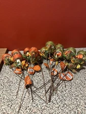 Mushroom Floral Picks 7 Orange & 9 Green Decor SH7