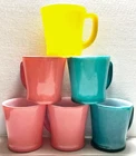 Vintage Fire-King Assorted D Handle Milk Glass 6pc. Coffee Mug Set