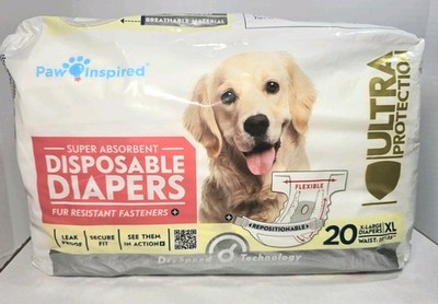 Paw Inspired Disposable Dog Diapers | XL 20 COUNT Ultra Protection NOB! 