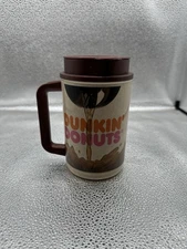 Vintage DUNKIN' DONUTS Insulated WHIRLEY Thermo COFFEE MUG Travel HOT COLD Cup