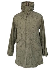 VTG Military Parka Green Night Camouflage Desert Jacket Small Hooded Fishtail