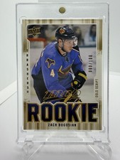 2008-09 Upper Deck MVP Gold Script #313 Zach Bogosian Rookie Card #’d /100. rookie card picture
