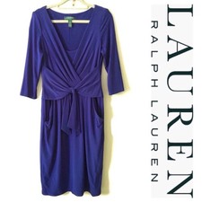Purple Ralph Lauren Draped-Front Jersey Dress Size 4