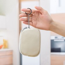 Small Real Leather Coin Purse Change Pouch for Women Men with Zipper Key Ring