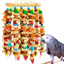Large Bird Parrot Toys,Multicolored Natural Macaws Toy Bird Chewing Toy for C...