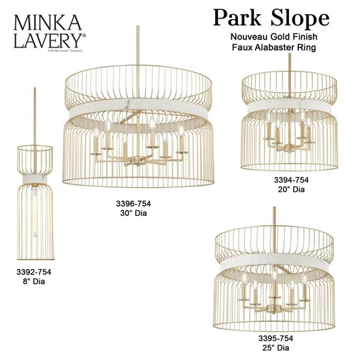 Minka Lavery 3394 Park Slope 4 Light 20"W Multi Light Pendant - Nouveau Gold - Picture 5 of 11