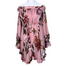 Fashion Nova Off Shoulder Mini Dress Womens Medium Ruffled Floral Fairy Boho