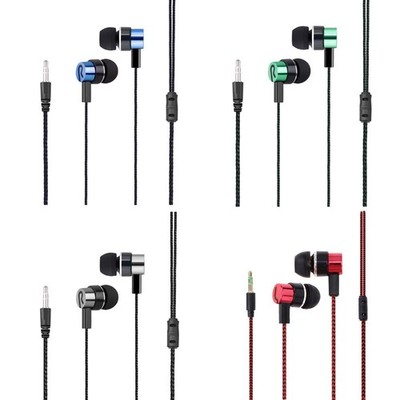 CCeCCe 4 Pack Wired Earbuds 3.5MM 3 Pole Stereo 110cm, Blue Red Silver Green 