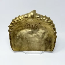 Antique JS&S Brass Crumb Tray Silent Butler Art Nouveau Shell Design