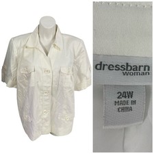 Dressbarn Blazer Womens 24W White Jacket Safari Office Corpcore Career Boardroom