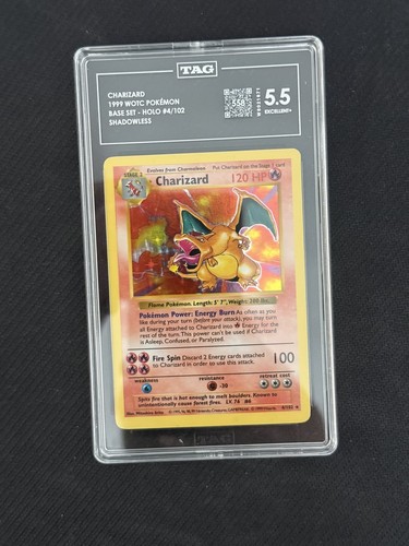 Charizard (Shadowless) graded TAG 5.5 for sale on eBay