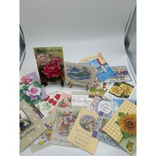 Lot of 20 Unused Happy Birthday Greeting Cards USA Made Floral Lighthouse Mixed