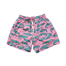 Chubbies Shorts 5.5" Mens Small Pink Lined Alligator Graphic Drawstring Pockets