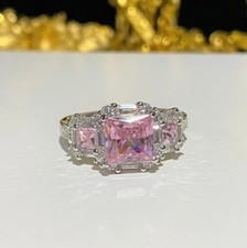 Engagement Halo Women Ring 2.23Ct Princess Lab-Created Sapphire 925 Silver