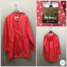 New Peter Storm Women's Red Polka Hooded Raincoat Parka Uk 10 Eur 38