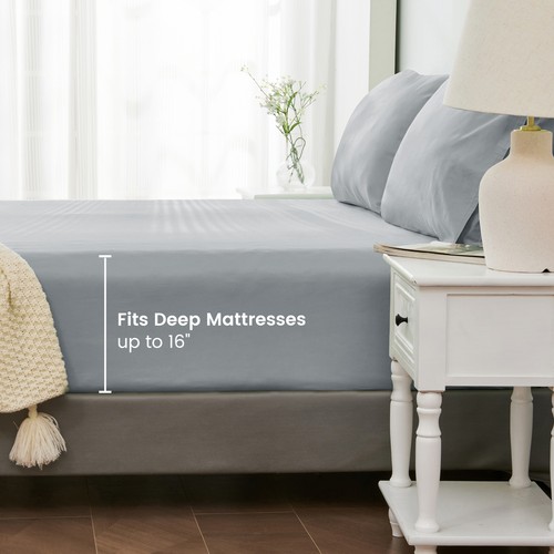 Luxury Extra Deep Fitted Sheet Ultra Soft Double Queen King Size Bed Sheet Cover - Picture 3 of 39