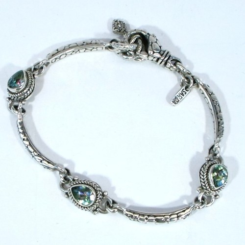 Sarda Sterling Silver & Bali Crush Mystic Topaz Wish Bracelet - Picture 6 of 7