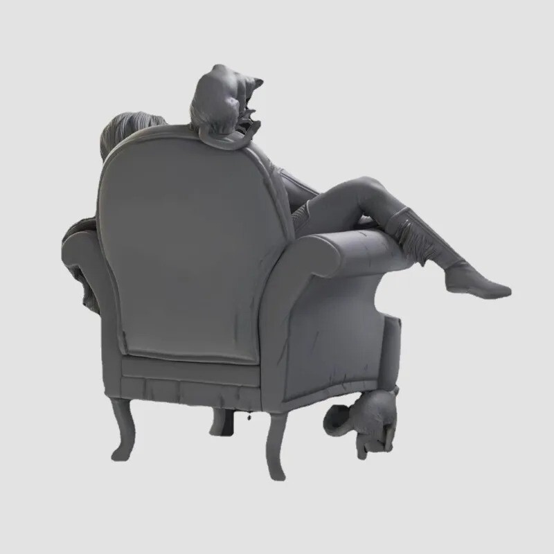 1/24 Resin Figure Model Kit Sexy Cat Girl On Sofa Unassembled Unpainted