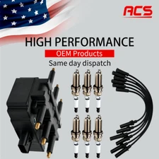 OEM Ignition Coil & 6X Iridium Spark Plug & 6X Wires For Chrysler Dodge V6 UF305