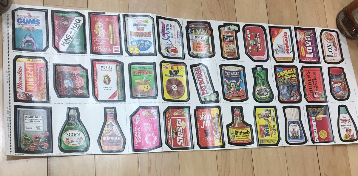1970s Vintage Topps Garbage Candy Uncut Stickers 33 Pcs
