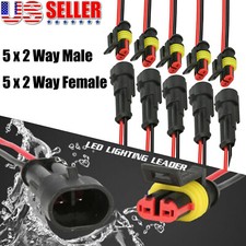 10PCS 2-Pin Way Car Male Female Electrical Connector Plug Wire Kit Waterproof US