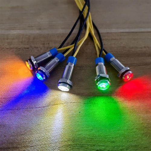 10pcs 6mm 1/4" AC/DC 12-24V LED Metal Indicator Light Waterproof Signal Pilot - Picture 67 of 144