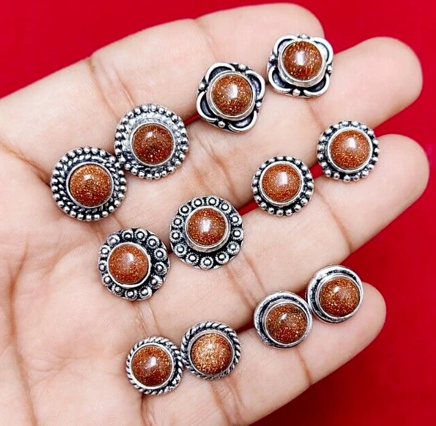 Lote de 92,5 pendientes chapados en plata hechos a mano al por mayor de piedras de oro joyas a granel Foto 3 de 4