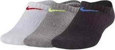 Nike L108422 Multicolor Cushioned No-Show Training Socks Boy's Kid's Size S
