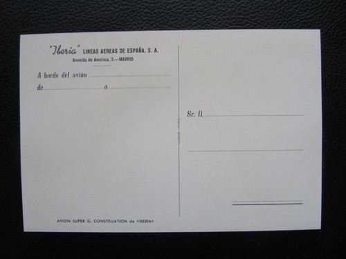 IBERIA unused official postcard SUPER G CONSTELLATION OLD LOGO - Imagen 2 de 2