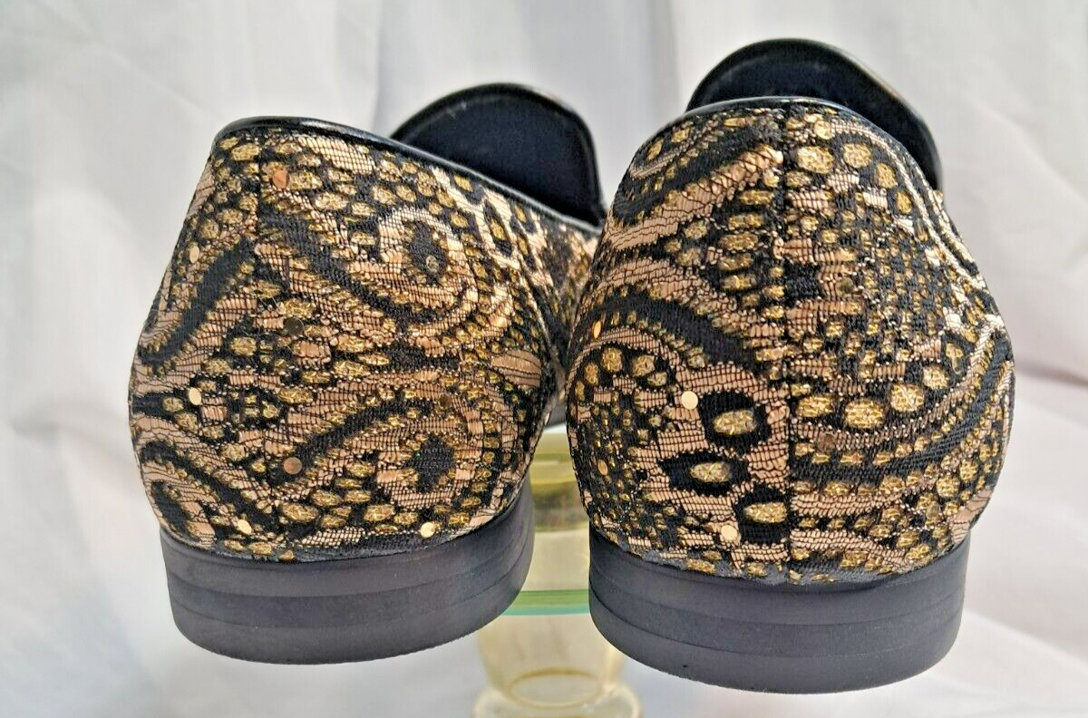 Giorgio Brutini Men\'s Black Gold Sparkle Slip On Cabal Loafer Size 8M Giorgio Brutini Exotic Black Snake Skin Dress Shoes Loafers  main image 3