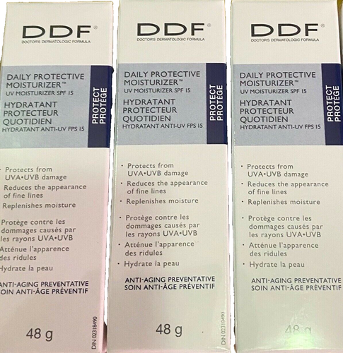 MENGE 3 DDF Tägliche schützende Feuchtigkeitscreme - 1,7 flüssige Unzen/48 g mit Box, Brandneu