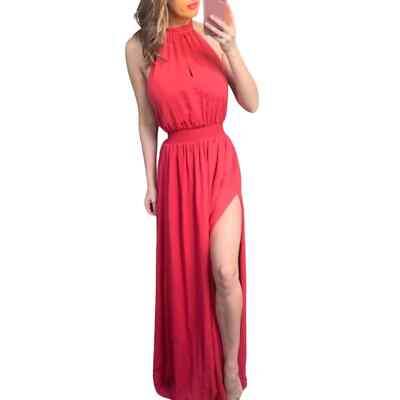 The Jetset Diaries Neon Coral Shale Maxi Dress XS