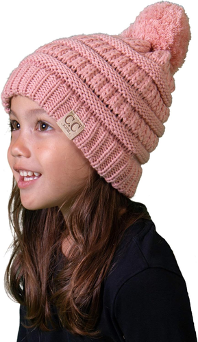 Cozy Toddler Cable Knit Pom Beanie - Warm Winter Hat for Kids