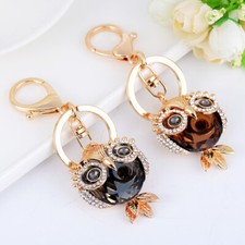Coffee/Gray Owls Pendant Car Key Ring Key Chain Women's Handbag Keychain Fashion
