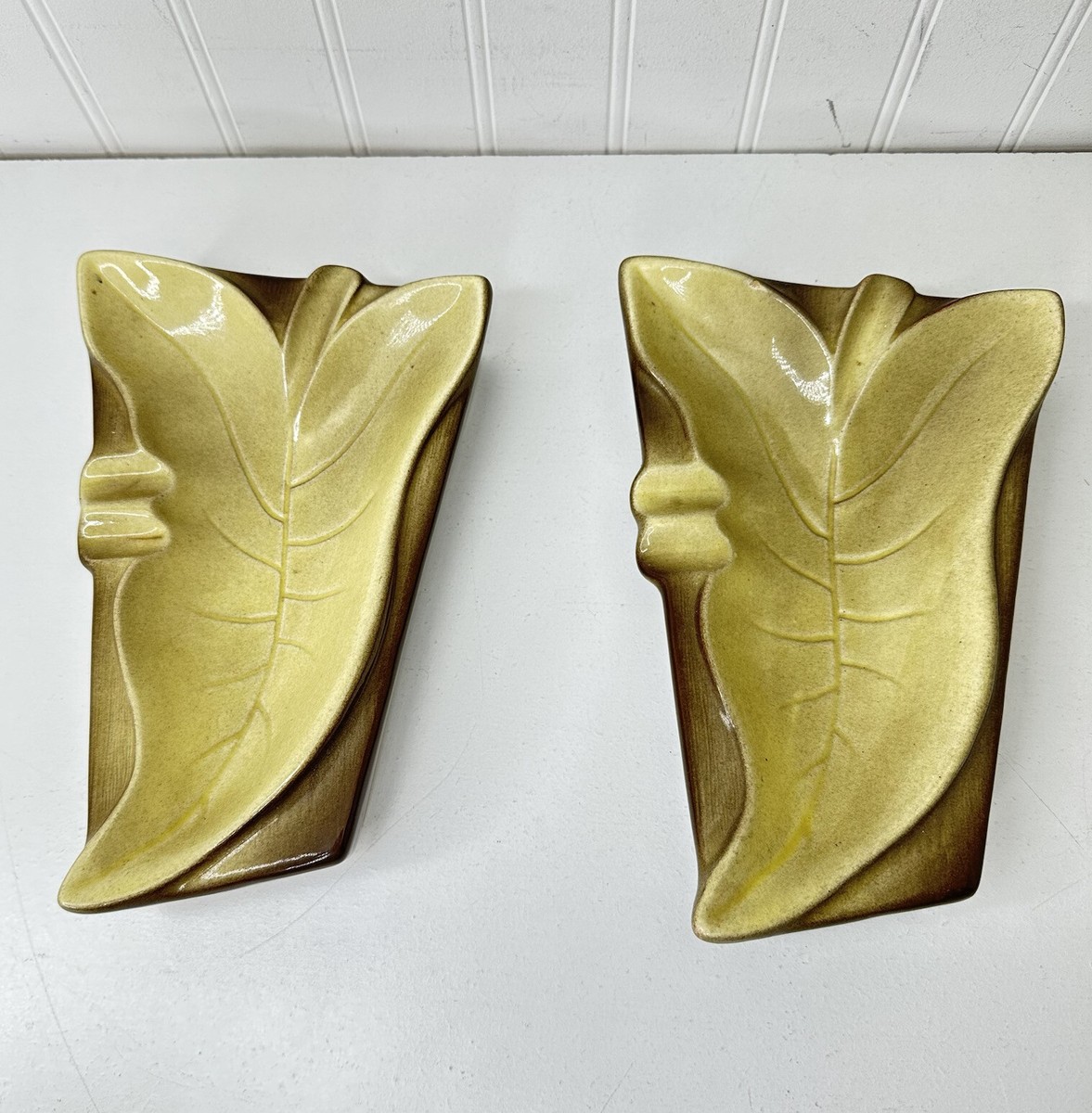 Vintage Ashtrays Set Leaf Mid Century Modern Ceramic 1950s 1960s