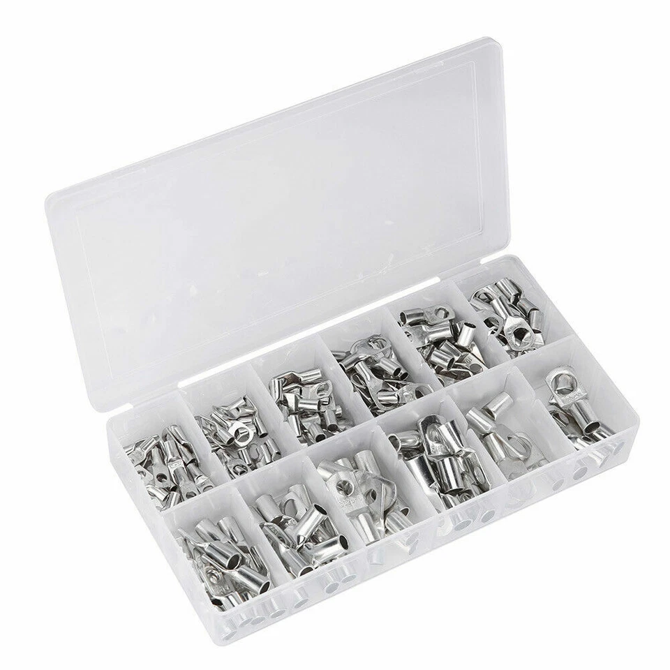 170pcs Marine Battery Wire Cable Crimp Connector Copper Ring Lug Terminal Set - Image 3 of 4