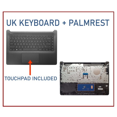 PASST FÜR HP 14-CM0610NG TASTATUR KOMPLETT GEHÄUSE HANDAUFLAGE TOUCHPAD UK SCHWARZ - Bild 4 von 4