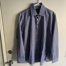 Hugo Boss Men's Size M Blue Striped Slim Fit Long Sleeve Button