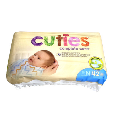 Cuties Complete Care Baby Diapers Size Newborn Up to 10 lbs 42-Count Skin Smart