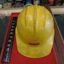 Vintage E.D. Bullard Hard Boiled Hard Hat Helmet Yellow 3 Rib--ALABAMA POWER