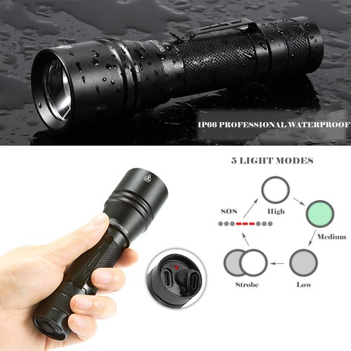 1200 Lumens Rechargeable Flashlight with Hybrid Supercapacitor Battery - Picture 5 of 5