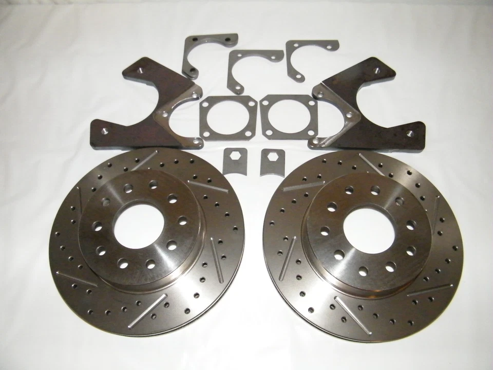 Kit de conversión de freno de disco trasero Camaro 10/12 pernos rotores ranurados perforados 1970-74  Foto 4 de 4