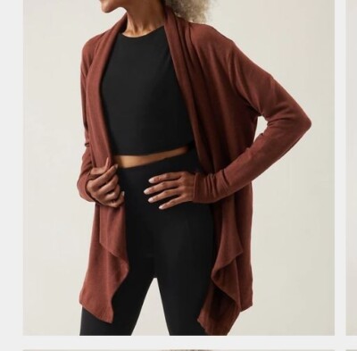 ATHLETA Plus Cozy Soft Pranayama Restore Wrap Mahogany Heather Cardigan 3X