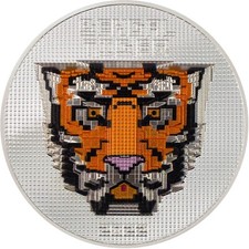 Palau 20 Dollars 2022 Bengal Tiger LEGO beloved building blocks 5 oz silver coin