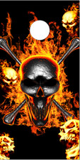Flaming Skulls Cornhole Wrap Bag Toss Skin Decal Sticker