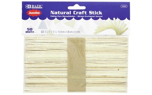 Wood BAZIC Jumbo Natural Craft Stick 50pcs Per Pack #3433 Wood BAZIC Jumbo Natural Craft Stick 50pcs Per Pack #3433
